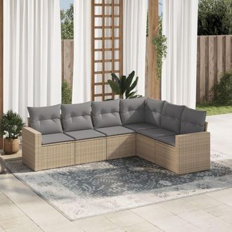 vidaXL Vidaxl - Set Divano Da Giardino 6 Pz Con Cuscini Beige In Polyrattan