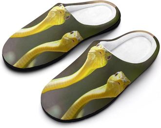 Generic Three Green Snakes Mens House Slippers Memory Foam Washable Cotton Slip on Home Shoes