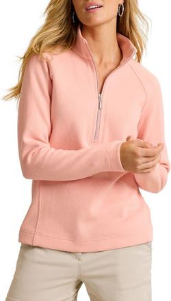 Tommy Bahama New Aruba Stretch Cotton Half Zip Pullover in Light Salmon at Nordstrom, Size Small