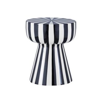 Sweeek Mesa auxiliar de acero esmaltado con rayas, negro