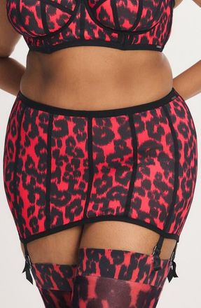 Savage x Fenty City Kitty Garter Skirt in Open Late Red Vintage at Nordstrom, Size X-Large