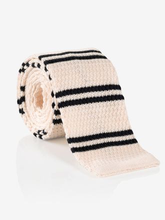 Cinque Krawatte CINQUE, Herren, beige, Strick, Baumwolle, gestreift, unifarben mit Farbeinsatz, Krawatten Krawatte, mit zeitlosem Streifenmuster