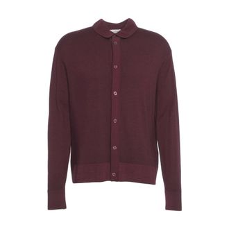 Paolo Pecora Cardigans, male, Brown, Size: XL Elegant Knitwear Rosso Aw25 Shirt