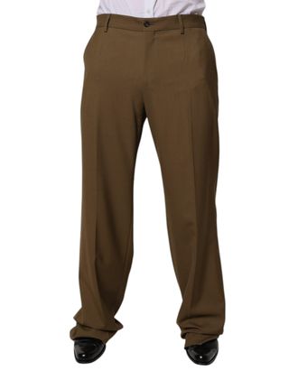 Dolce & Gabbana Mens Brown Wool Straight Formal Dress Pants Virgin Elastane