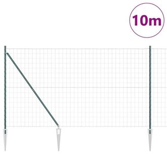 Berkfield Home Green Euro Fence with 7 Spike Posts 1.6x10 m Galvanised Steel Green
