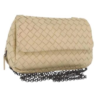 Bottega Veneta Pre-owned Vintage Schoudertas - Dames - Pre-owned - Beige - Maat: ONE Size Leer