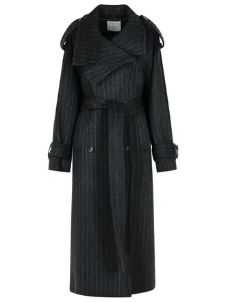 Sportmax Sportmax Arold Nadelstreifen -Trenchcoat in reiner Anthrazitwolle