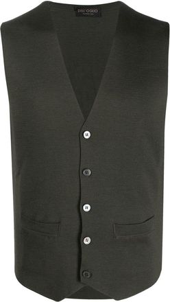 Dell'Oglio V-neck fine-knit vest - men - Merino - 52 - Green