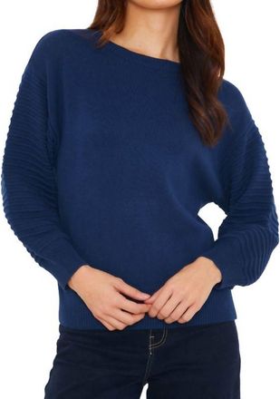 Brodie Wispr Textured Balloon Sleeve Crew Sweater In Hello Sailor