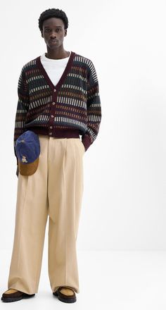 Djab Mens Double-pleat baggy chinos Loose fit Imported from Seoul