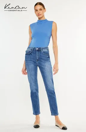 Kancan Adaline Essentials High Rise Slim Straight Jeans in Medium Wash at Nordstrom, Size 29