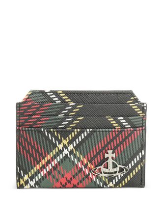 Vivienne Westwood embellished plaid card holder - women - Cotton/Polyurethane - One Size - Black