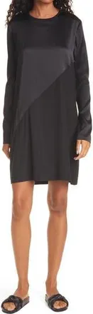 ATM Anthony Thomas Melillo Long Sleeve Stretch Silk Minidress in Black at Nordstrom Rack, Size X-Small