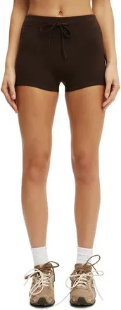 Cotton On Womens Active Ultra Soft Tie Front Micro Short in French Roast at Nordstrom, Size Medium