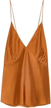 Forte_Forte Sleeveless Tops - Dames - Tops zonder mouwen - Oranje - M - Pailletten - Tops