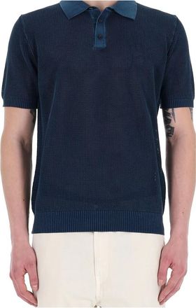Roberto Collina Indigo Geverfde Katoenen Polo - Heren - Polos - Blauw - L - Katoen - Tops