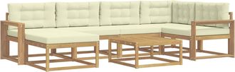 vidaXL Conjunto De Sof&aacute;s De Exterior 7 Uds. Blanco Y Crema Vidaxl