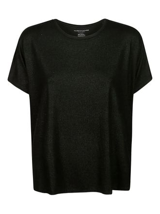 Majestic Filatures glitter-effect short-sleeved T-shirt - women - Viscose/Elastane - 2 - Black