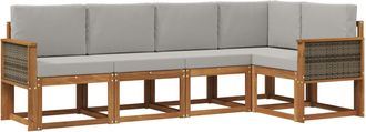 vidaXL Conjunto De Sof&aacute;s De Exterior 5 Uds. Natural Y Gris Claro Vidaxl