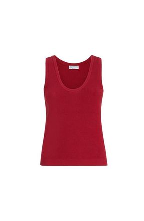 Brunello Cucinelli Cotton ribbed knit top in Ruby at Nordstrom, Size Xx-Large Eu
