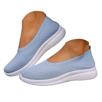 Generic Womens Slip On Tennis Shoes Mesh Knit Casual Walking Sneakers Lightweight Loafer Outdoor Athletic Workout Running Orthopedic Shoes Women Wide Woven Br
