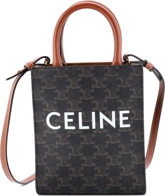 Celine Vertical Cabas Tote Triomphe Coated Canvas Mini satchel - Bruin