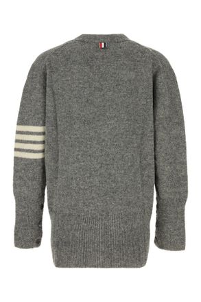 Thom Browne Mens Jersey Stitchexaggerated Fitv Neck Car Medgrey035 Wool Maglieria Sweater