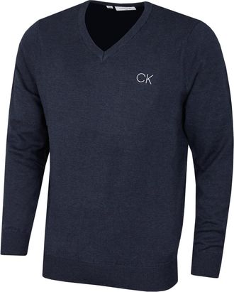 Calvin Klein Mens V-Neck Sweater - Navy Marl - XXXXL