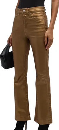 Veronica Beard Carson Ankle Flare Pant In Antique Brass