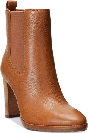 Lauren Ralph Lauren Mylah Boots Womens Brown Tumbled Leather Bootie LION564