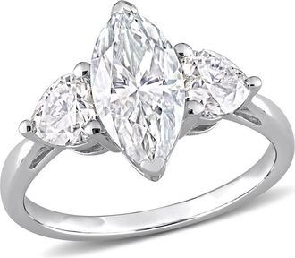 Amour 2 1/2 CT DEW Created Moissanite Three-stone Engagement Ring In Sterling Silver