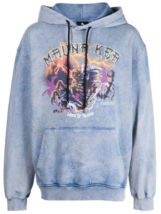 Mauna Kea logo-print cotton hoodie - Blue