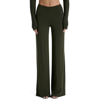 Naked Wardrobe Pull-On Wide Leg Pants in Olive at Nordstrom, Size X-Small