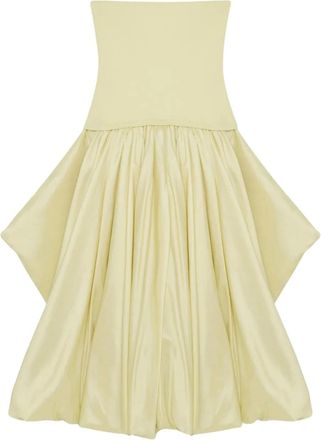 SIMKHAI Abito midi senza spalline - Giallo