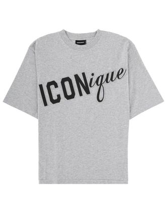 Dsquared2 Light Grey Black Text Loose T-Shirt