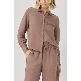 Splendid Stella Linen Button Down Shirt in Wicker Beige at Nordstrom, Size X-Small