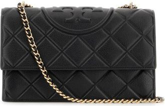 Tory Burch Black Leather Fleming Shoulder Bag