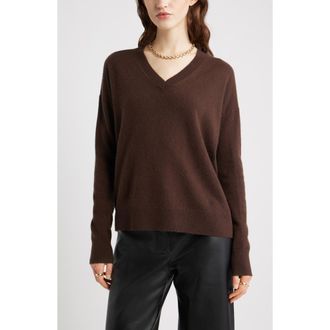 Nordstrom V-Neck Cashmere Sweater in Brown Coffee at Nordstrom Rack, Size X-Large