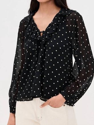 Rails Honora Ruffled Neck Top In Polka Dots