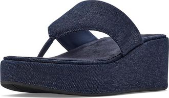 FitFlop Platfforms Denim Wedge Toe-Post Sandals Womens Wedge Shoes Dark Denim : 10 M (B), Synthetic