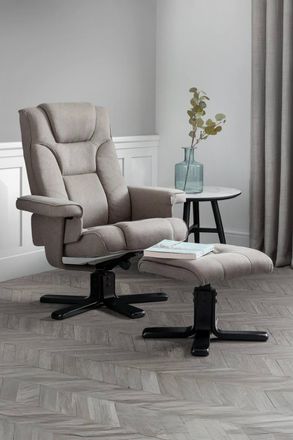 Julian Bowen Malmo Upholstered Swivel Recliner Chair & Footstool in Grey