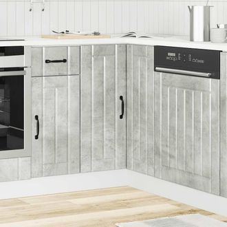 Berkfield Home Kitchen Corner Base Cabinet Lucca Concrete Grey Engineered Wood