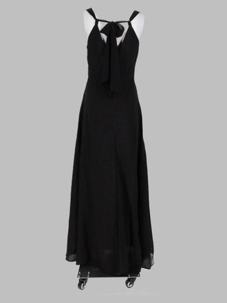 120% Lino V-Neck Linen Dress - Black