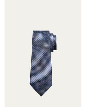 Ermenegildo Zegna Mens Micro-Geometric Jacquard Silk Tie
