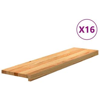 vidaXL Pelda&ntilde;os De Escalera 16 Uds Madera Maciza Roble Marr&oacute;n Claro Vidaxl
