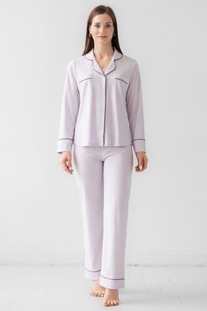 Salua Classic Pajamas in Pima Cotton in Lavender/mulberry at Nordstrom, Size X-Small