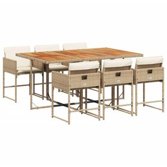 vidaXL Set Comedor De Jard&iacute;n 7 Pzas Con Cojines Rat&aacute;n Sint&eacute;tico Beige Vidaxl