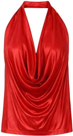 Elisabetta Franchi Top met gedrapeerde halternek - Dames - Tops zonder mouwen - Rood - S - Tops
