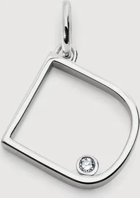Monica Vinader Sterling Silver Solitaire Diamond Initial D Pendant Lab Grown Diamond