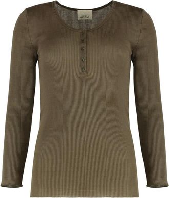 Isabel Marant Tops, Dames, Groen, S, Katoen, Lamylic Long Sleeve T-shirt